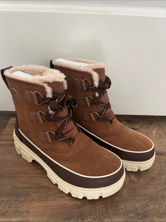 Sorel Shoes - Sorel Brown and Cream Faux-Fur Lace-Up Winter Boots